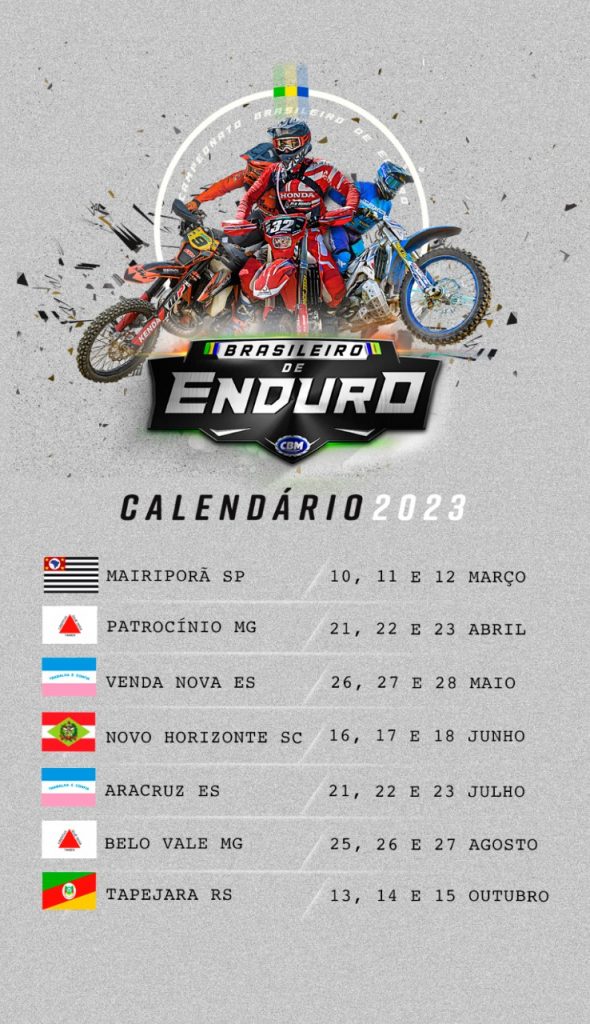 Calendário oficial do Campeonato Brasileiro de Enduro